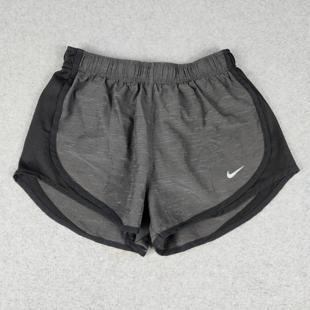 Nike Running Shorts Women Small Gray Dri-FIT Tempo Mesh Athletic Gym Dolphin Hem